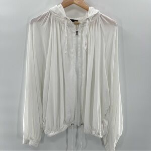 Sapphire O White Linen Viscose Full Zip Flowy Breezy Jacket Size Medium